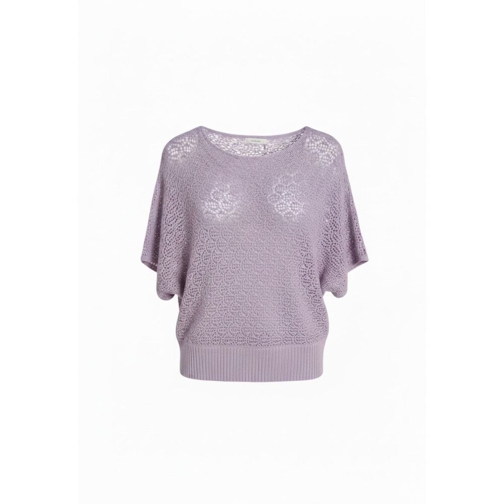 Love Culture Open Knit Crochet Sweater Small Purple Dolman Sleeve Boho Fairycore